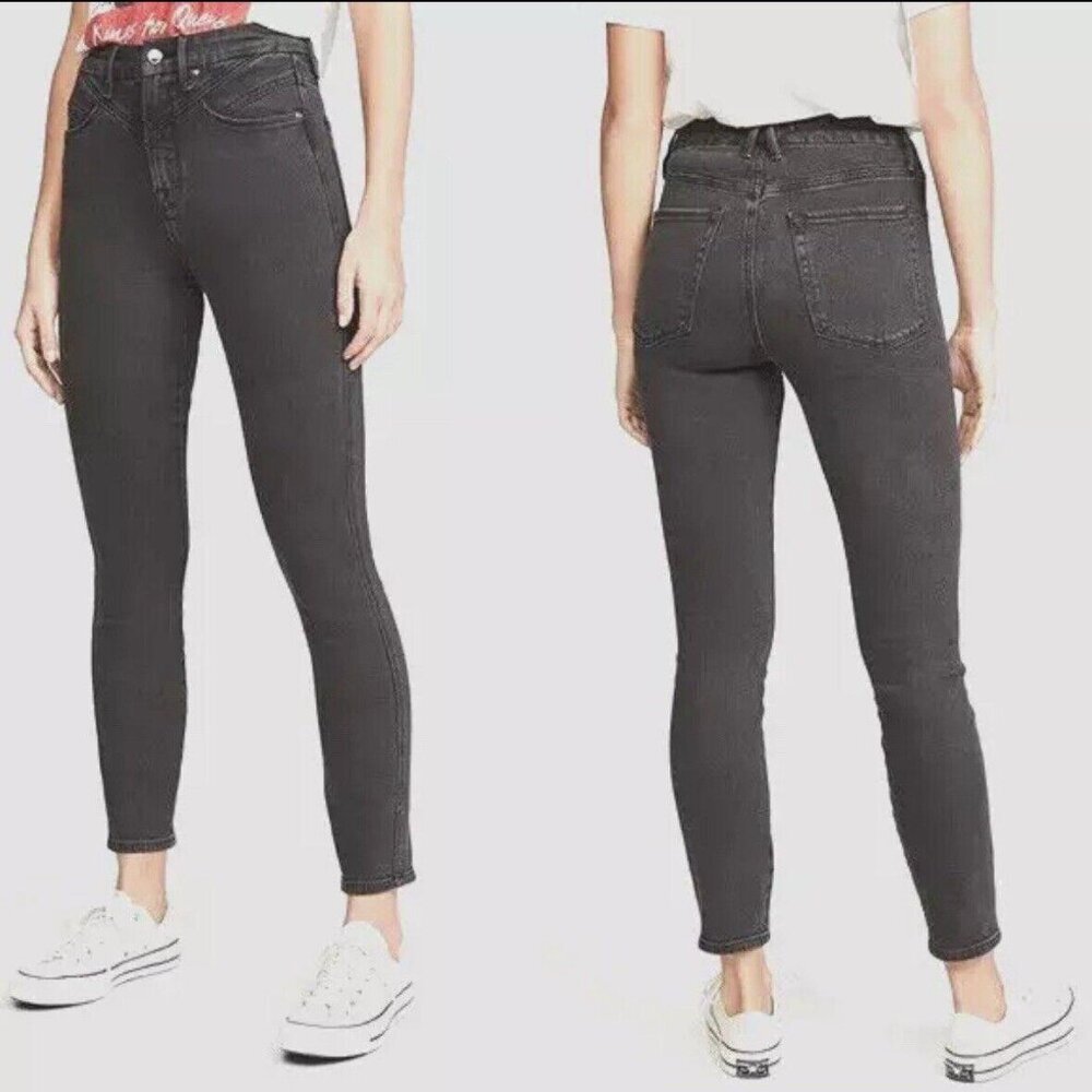 Good American Good Curve Yoke Skinny Jeans Stretch‎ Women's Size 0 25 Black